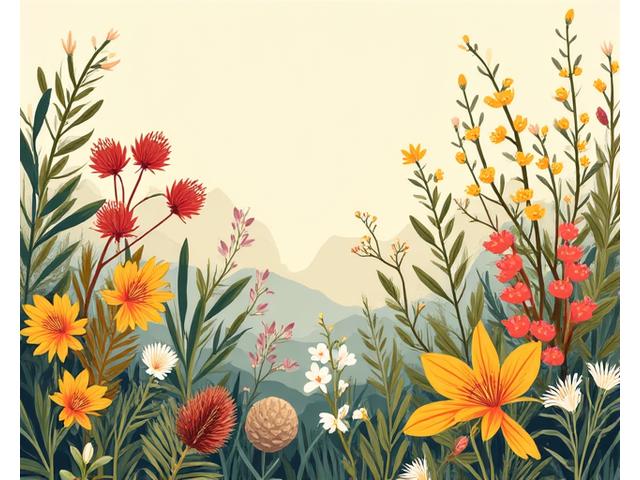 Illustration von saisonalen Graubündner Kräutern und Blüten