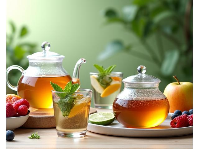 Teezeremonie mit Kräutertees und frischem Obst in einem Ruheraum